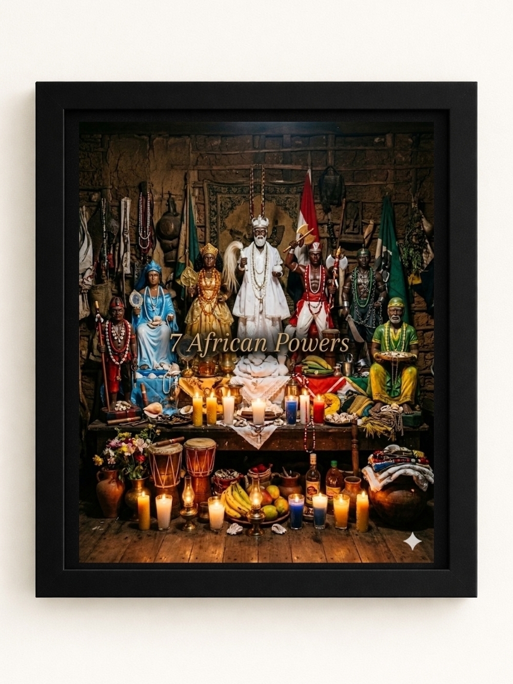 8x10 Framed '7 African Powers' Altar A.I. Art Print